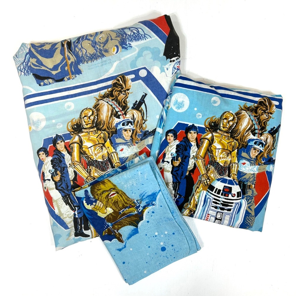 Vintage Star Wars Empire Strikes Back Sheet Set Bibb 1980 Darth Vader Boba Fett